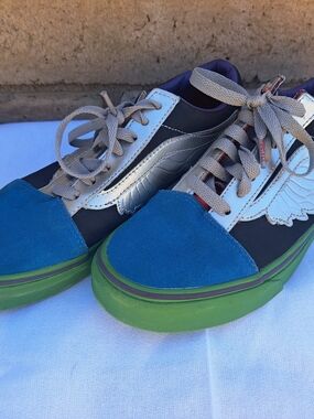 Vans Marvel Captain America Kids Colorblock Suede & Canvas Sneakers - Blue/Green